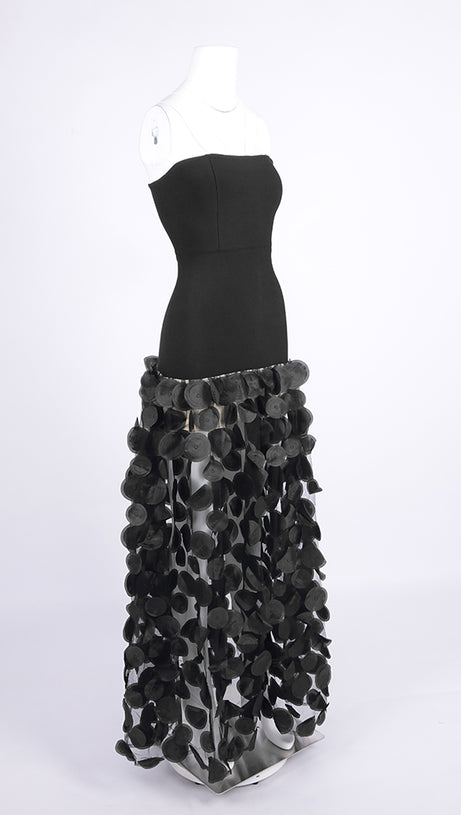 STRAPLESS A LINE MAXI DRESS BLACK