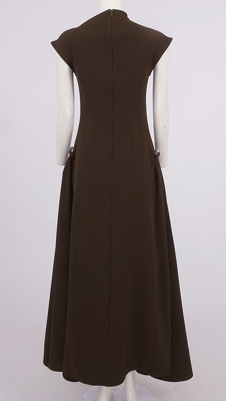 SKATER MAXI DRESS COFFEE