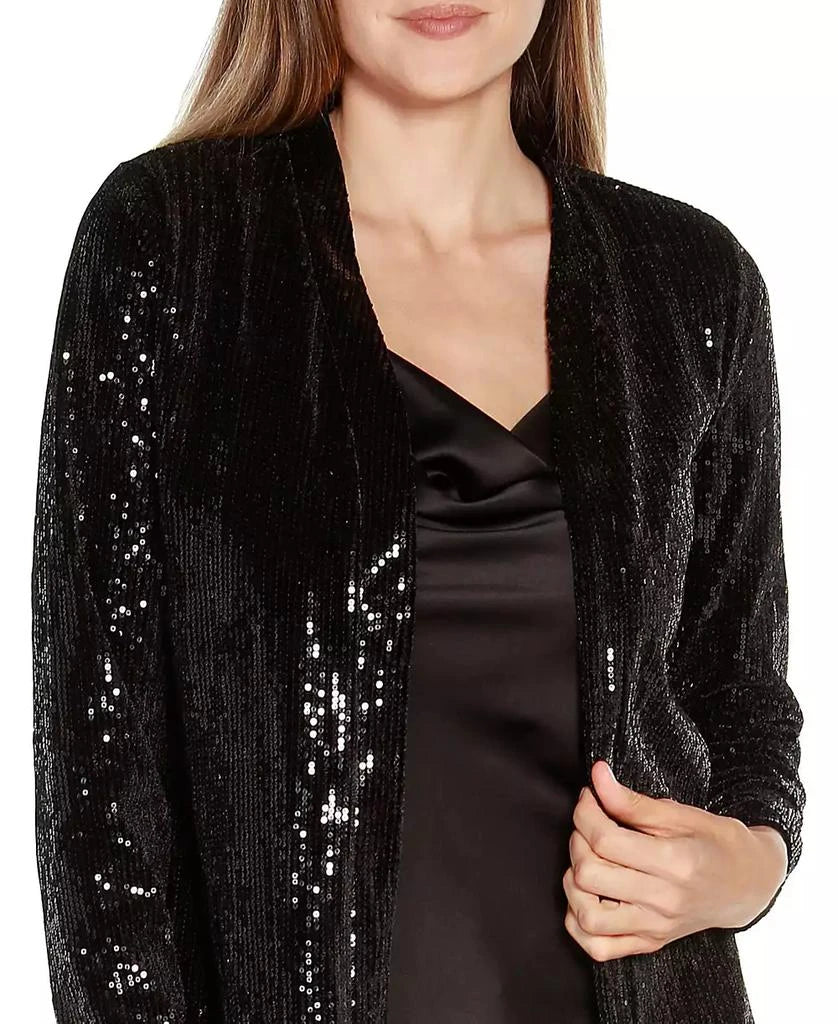 AIIZIE BLACK LABEL WOMEN'S STRETCH VELVET SEQUIN KNIT DUSTER TOP - product image