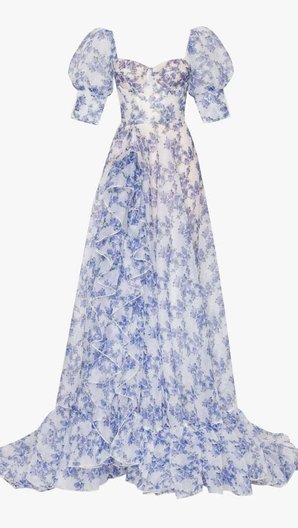 AIIZIE BLUE HYDRANGEA MAXI PRINCESS DRESS - product image