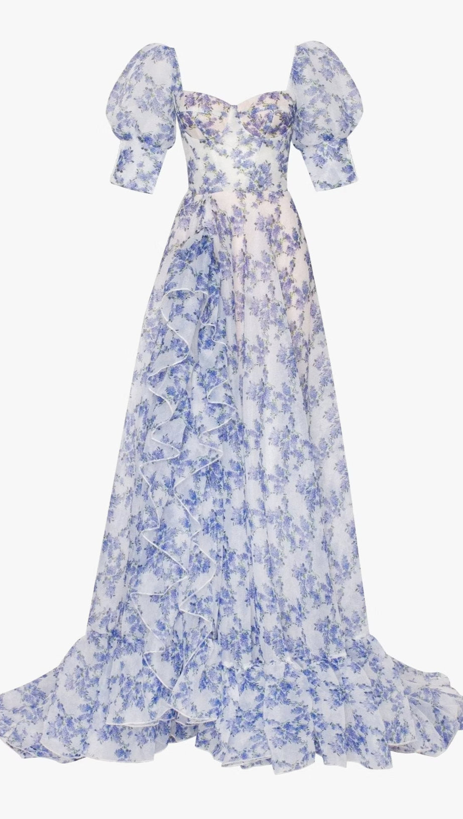 BLUE HYDRANGEA MAXI PRINCESS DRESS