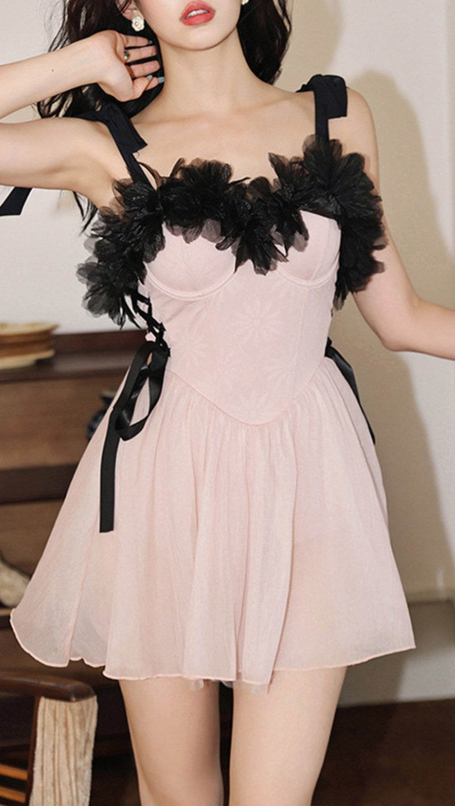 DOMAN PINK MESH EMBELLISHED ONE-PIECE SWIMSUIT