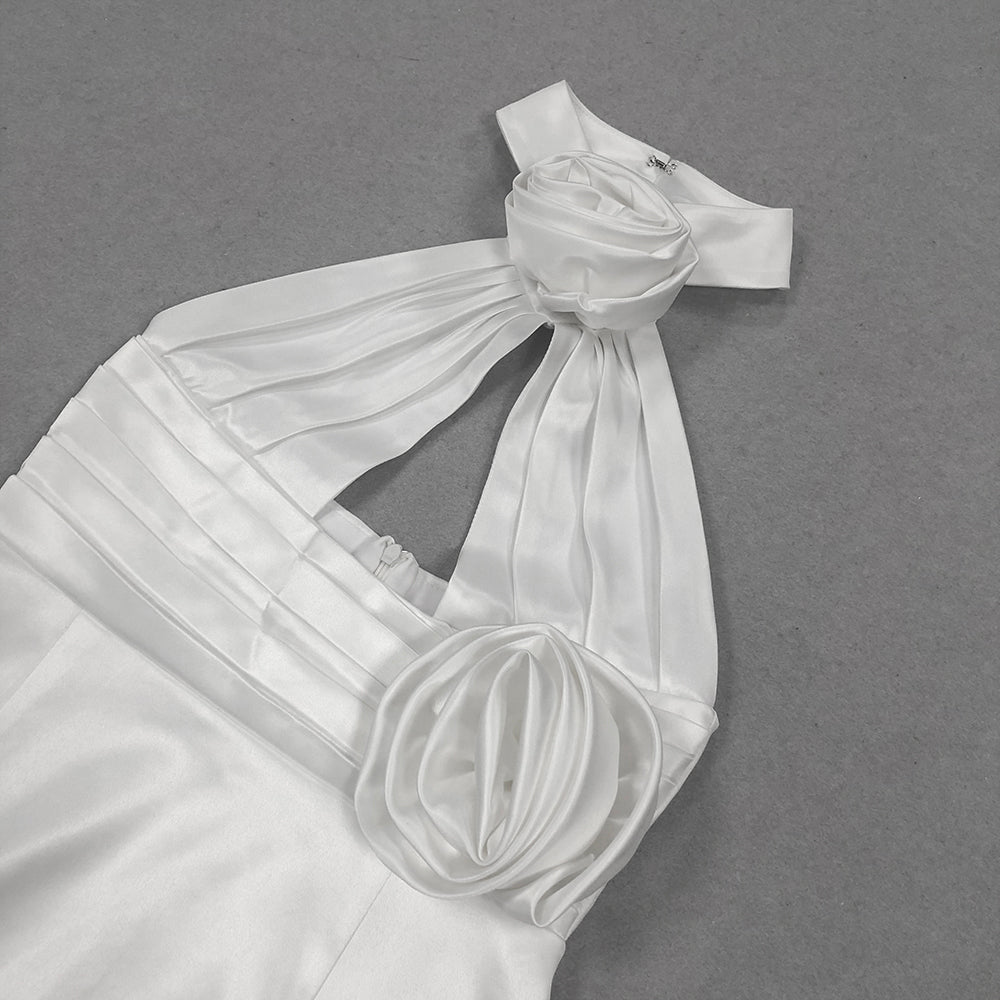 AIIZIE WHITE HALTER FLOWER DRESS - product image