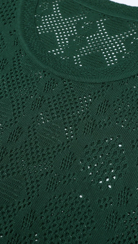 Jaime Luxe Emerald Green Sheer Knit Midi Dress & Slip Set | Versatile 2-Piece