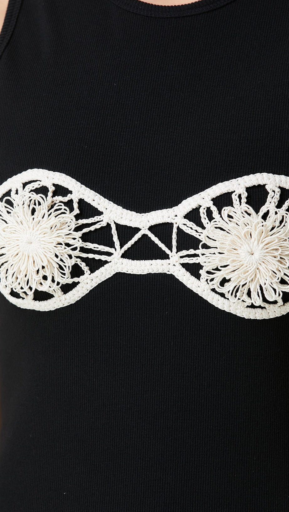 CAROL BLACK CROCHET BRA COTTON TANK MIDI DRESS