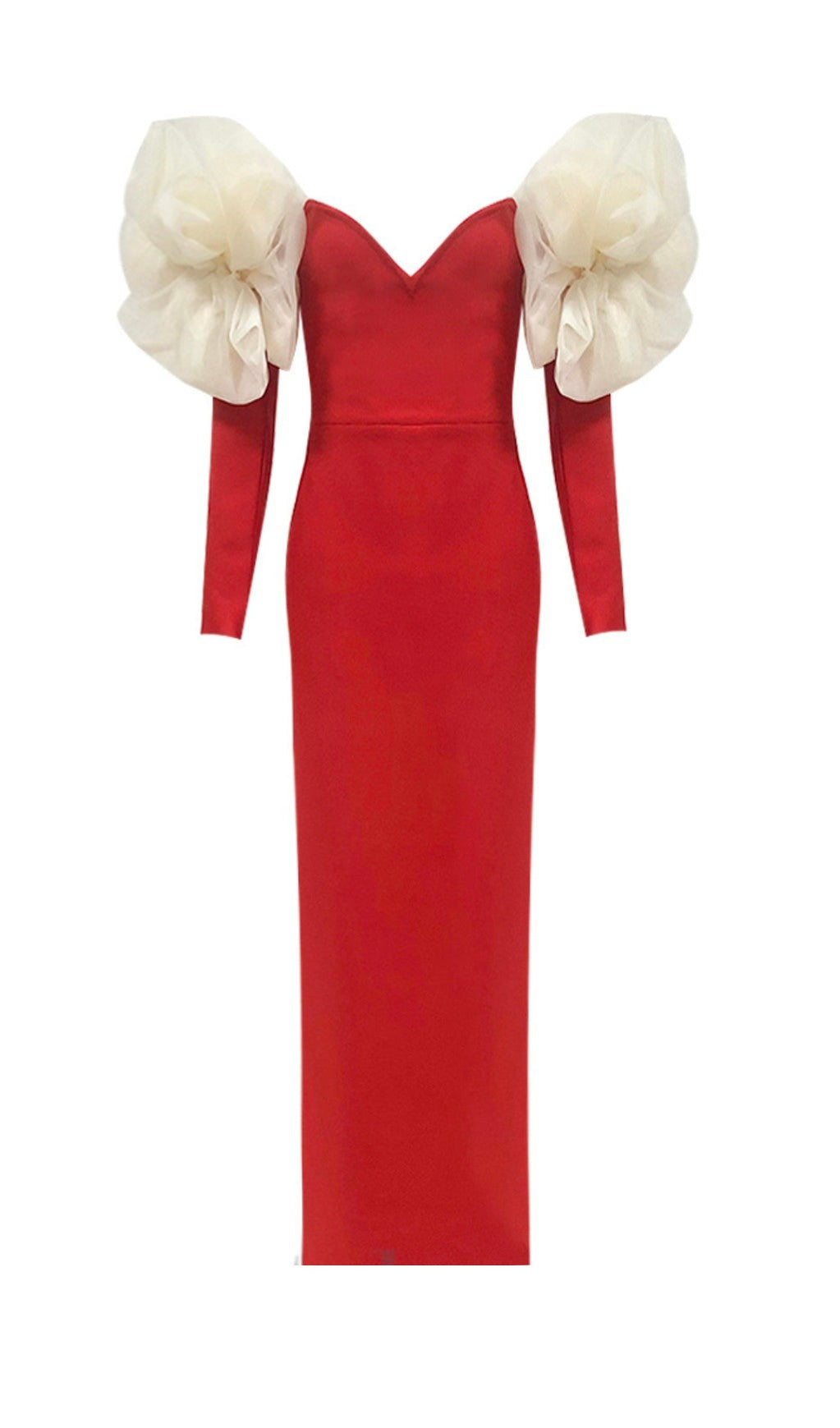 schulterfreies Bandage-Maxikleid in Rot