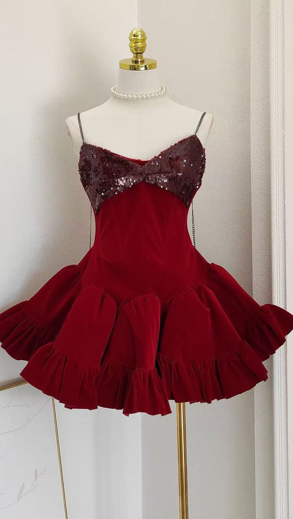 AIIZIE Itai Glamorous Sequin & Velvet Party Mini Dress - product image