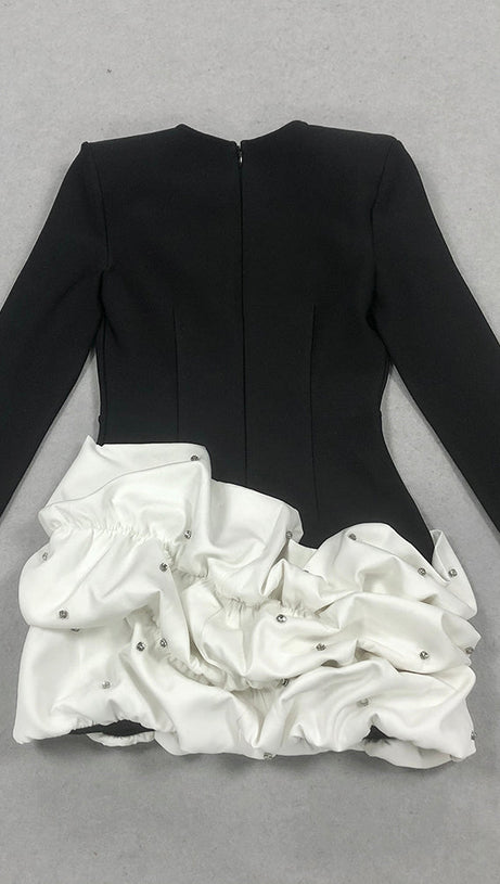 TRACY OCEAN WAVES LONG SLEEVE MINI BLAZER DRESS