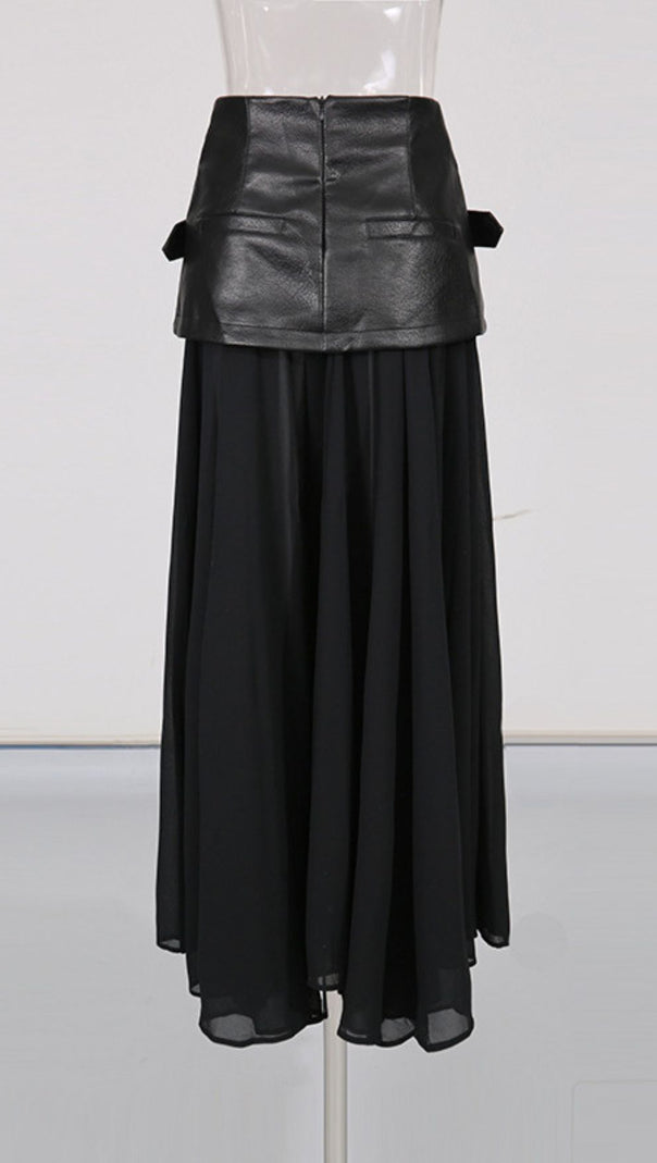 AIIZIE ILARIA BLACK SHEER MESH MAXI SKIRT - MODERN EDGE & ELEVATED STYLE - product image
