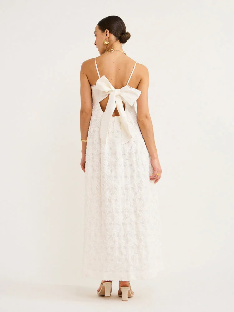 AIIZIE IGGY EMBROIDERED MIDI DRESS IN CREAM - product image