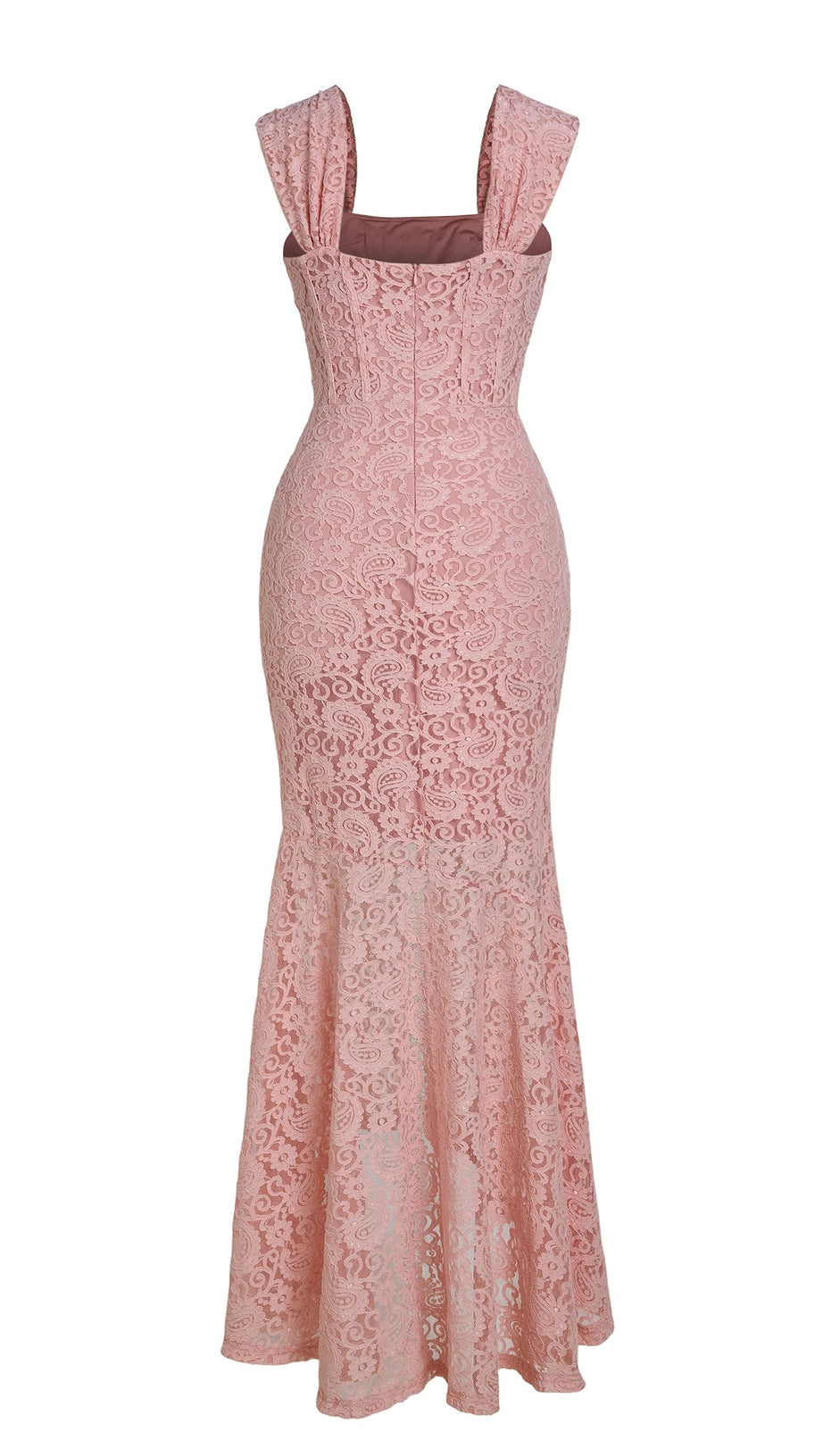 vivien Lace Gathering Maxi Dress - pink