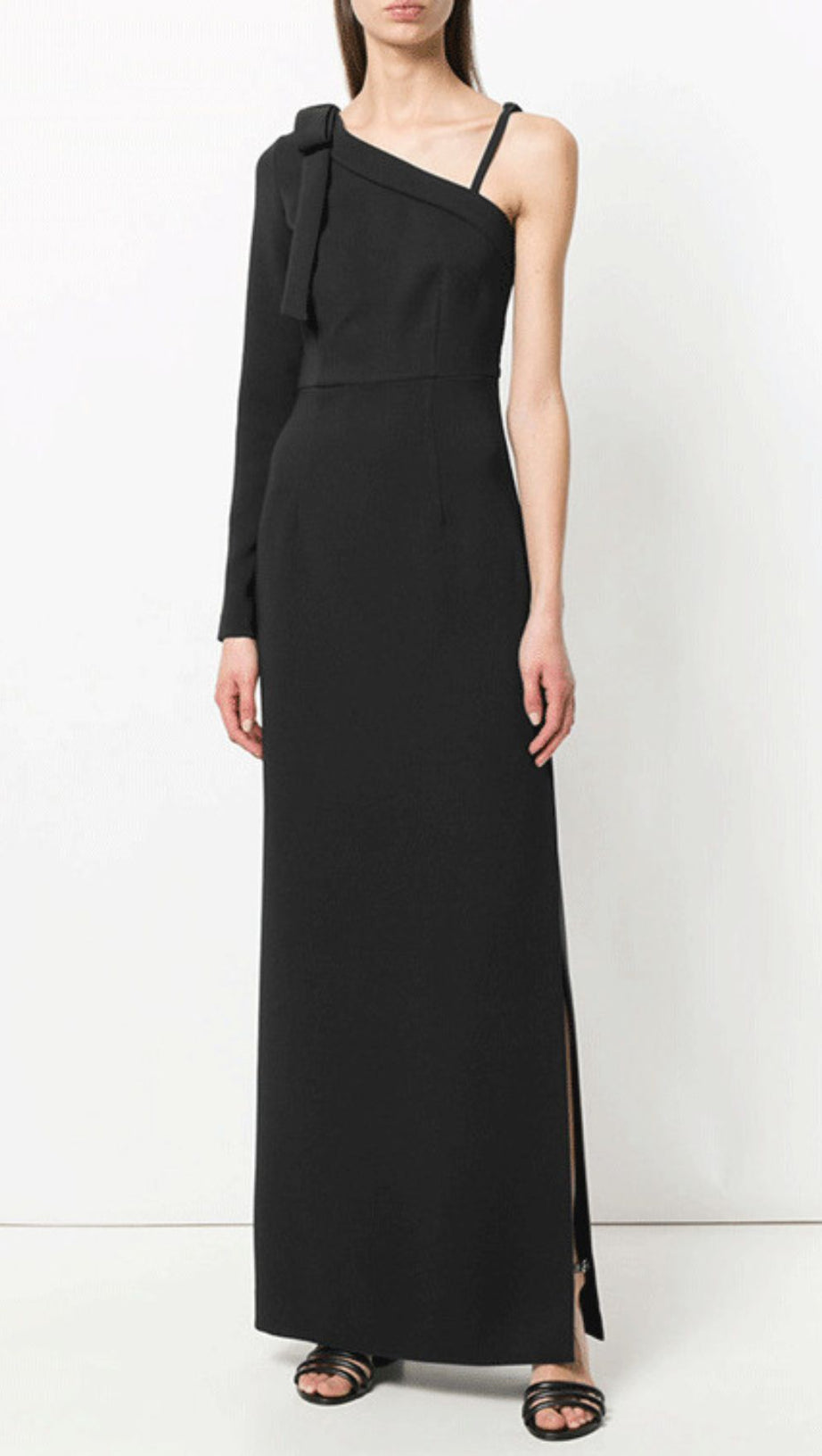 HASHIM BLACK ONE-SHOULDER MAXI GOWN WITH HIGH SLIT | ELEGANT EVENING DRESS