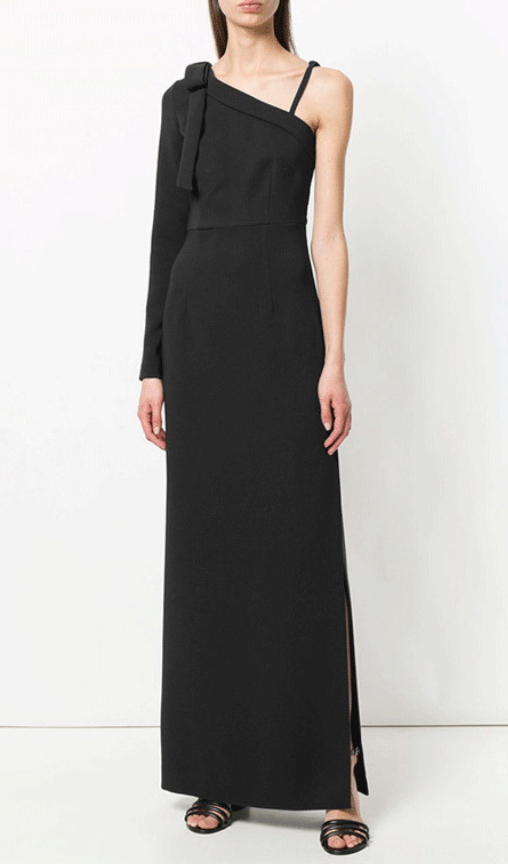 HASHIM BLACK ONE-SHOULDER MAXI GOWN WITH HIGH SLIT | ELEGANT EVENING DRESS