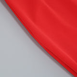 Off-shoulder feather panel red dress