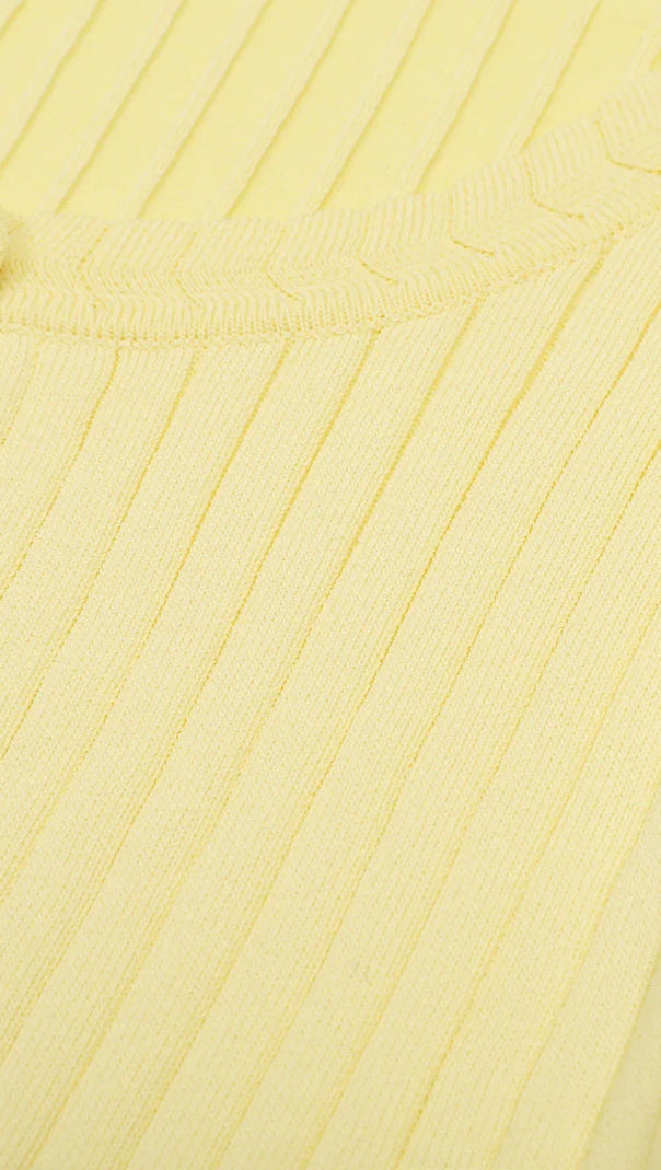 AIIZIE Jackie Yellow Ribbed Knit Maxi Dress & Cardigan Set - product image