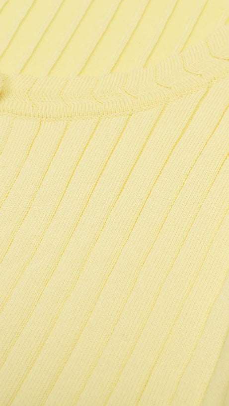 Jackie Yellow Ribbed Knit Maxi Dress & Cardigan Set
