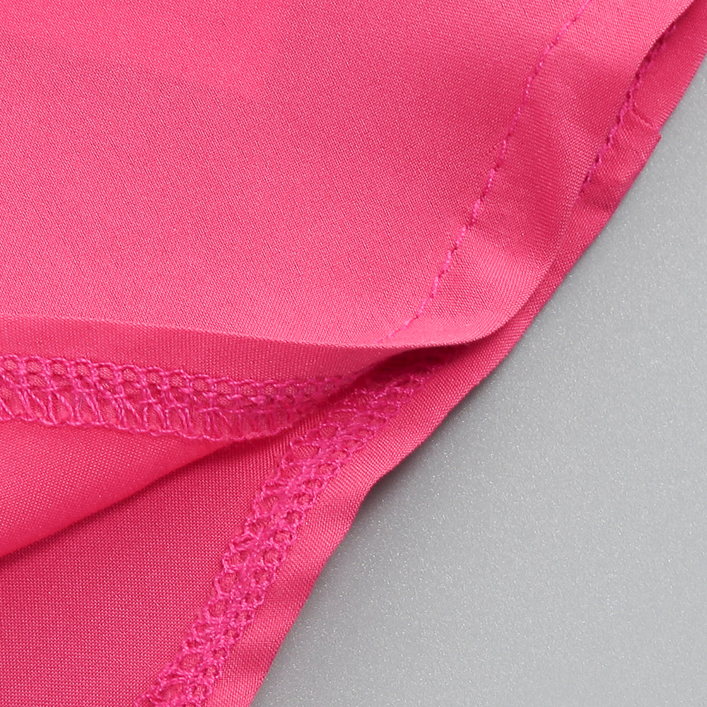AIIZIE HOT PINK ORGANZA RUFFLED HALTER MINI DRESS - product image