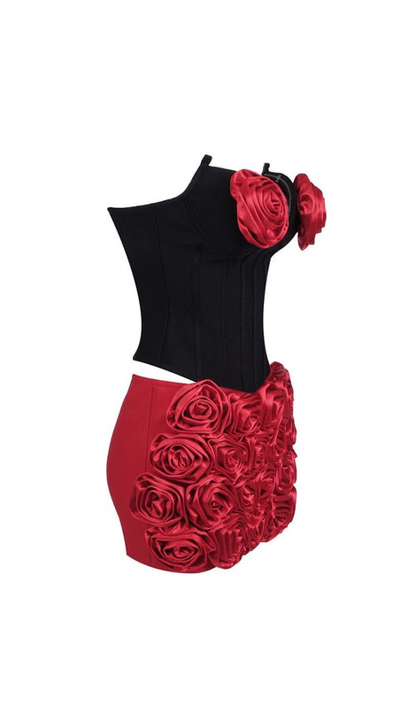 HIROSHI STRAPLESS FLOWER SKIRT SET