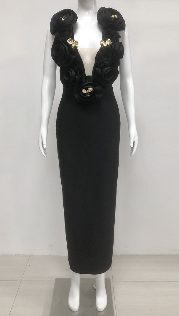 AIIZIE RUFFLED TOP WITH GOLD ACCENTS MAXI DRESS - product image