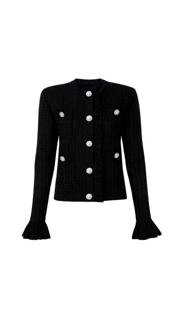 AIIZIE Julie Chic Flared Sleeve Knit Cardigan – Elegant Button-Front Style - product image