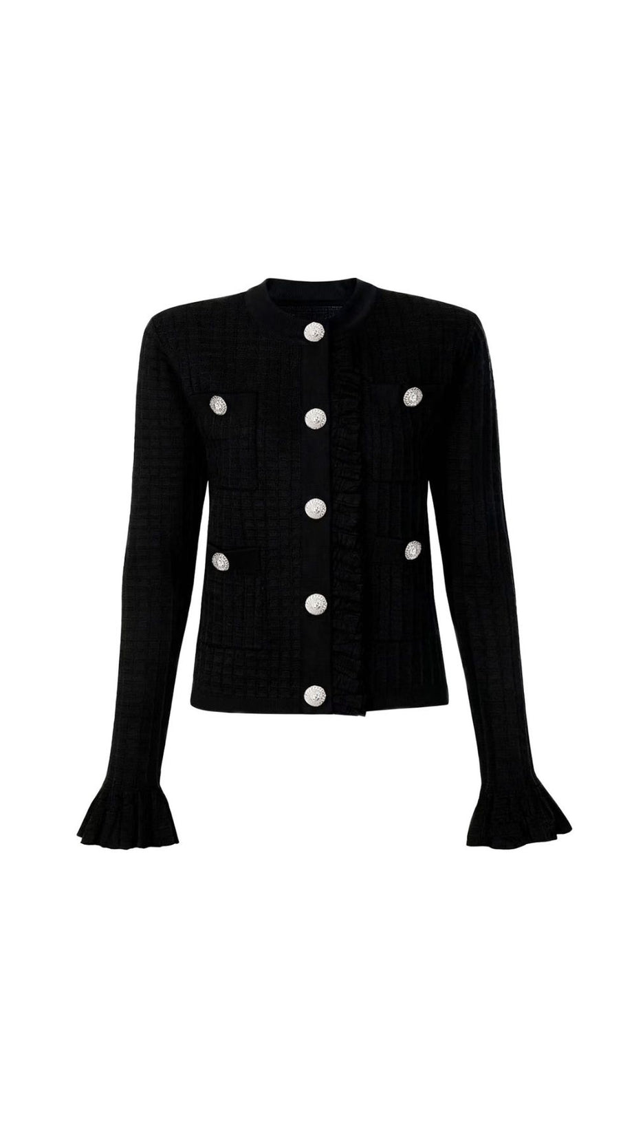 Julie Chic Flared Sleeve Knit Cardigan – Elegant Button-Front Style