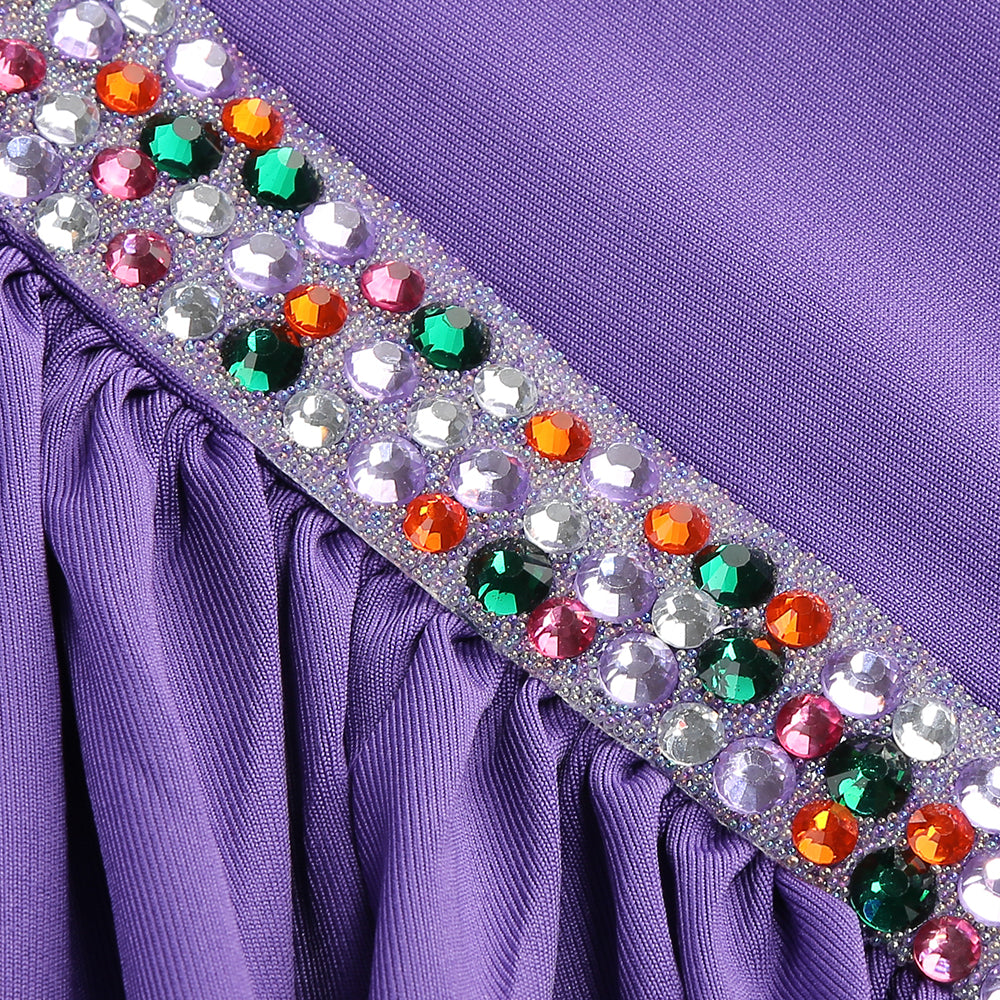 AIIZIE MULTICOLOR-PEARL EMBELLISHED PURPLE HALTER MAXI DRESS - product image