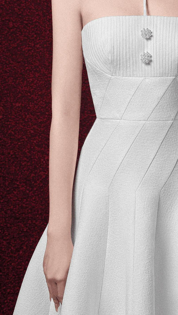 AIIZIE OFF-SHOULDER SLEEVELESS JACQUARD MIDI DRESS IN APRICOT - product image