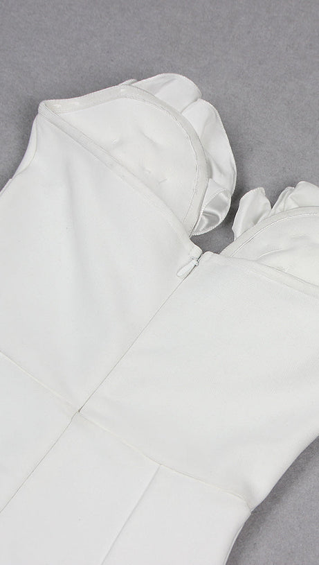 OFF SHOULDER FLOWER EMBELLISHED BODYCON GOWN