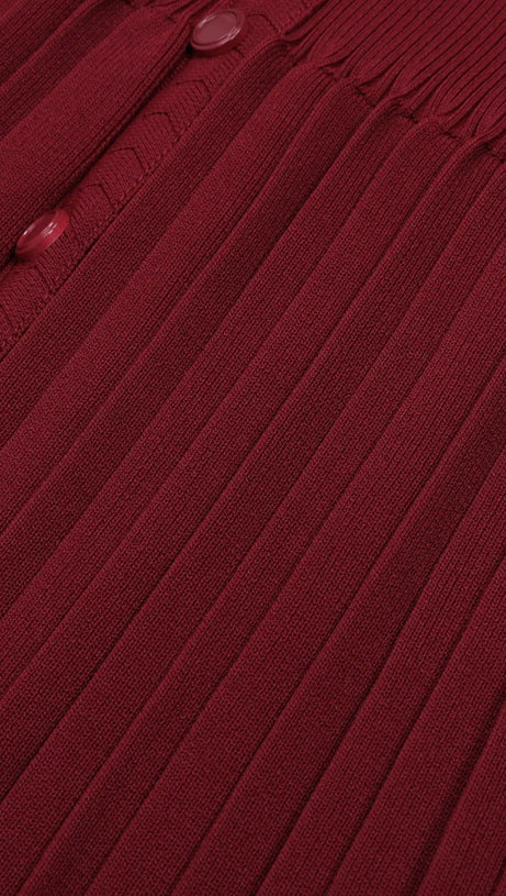 Jackie Wine Ribbed Knit Cardigan & Maxi Dress Set | Women's Elegant Co-ord