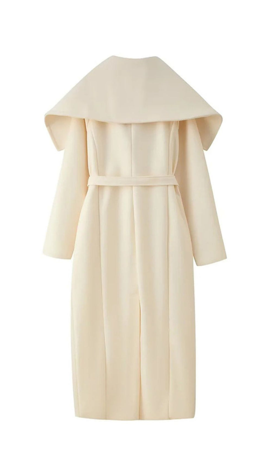 Izabella Luxe Belted Maxi Coat - Draped Collar & Tailored Elegance