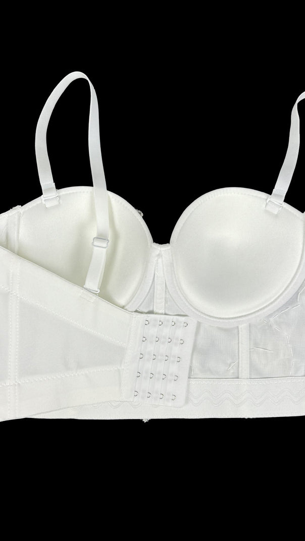 AIIZIE HAZINA FLORAL SEQUIN & PEARL EMBROIDERED BUSTIER CROP TOP - DAZZLING PARTY & FESTIVAL GLAM - product image