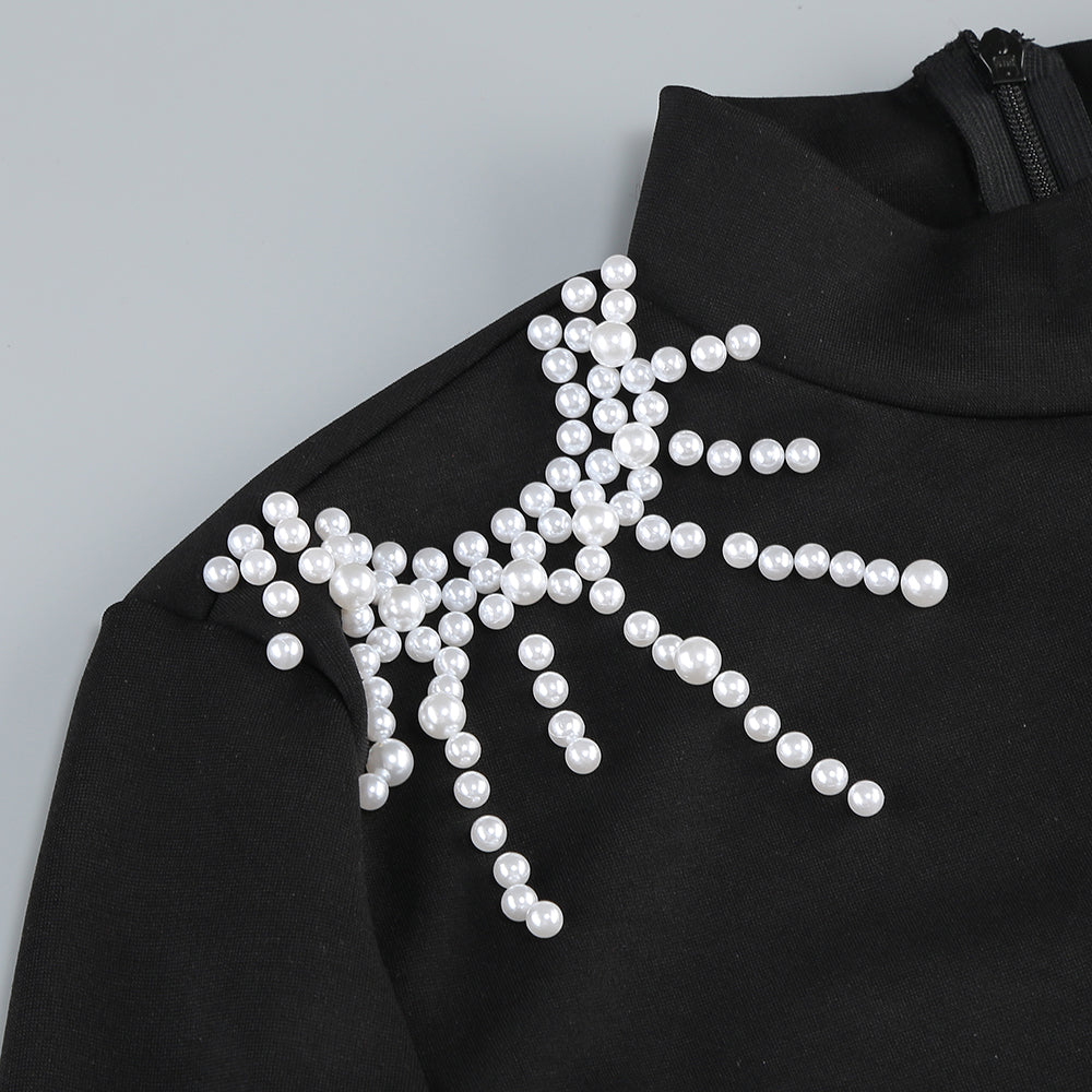 AIIZIE CAMILLE PEARL-EMBELLISHED MINI DRESS IN BLACK - product image