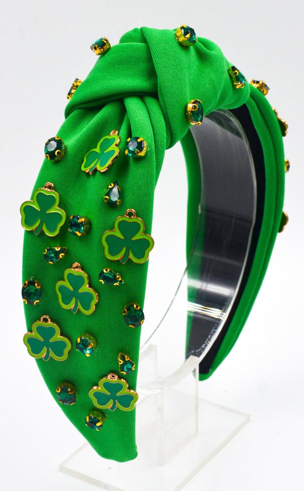 GREEN CLOVER HEADBAND WITH DIAMOND SET