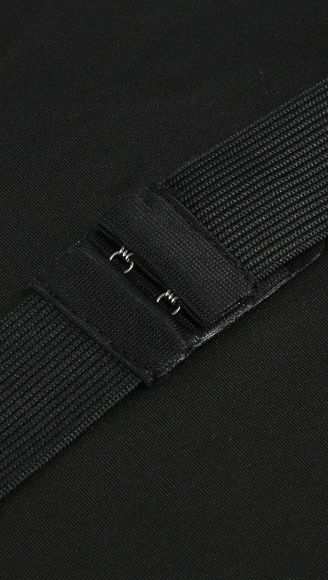 Trägerloses Maxikleid in A-Linie Schwarz Elfenbein