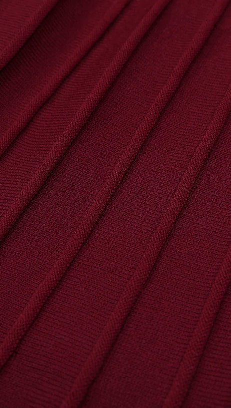 Judy Chic Button-Front Contrast Trim Knit Midi Dress