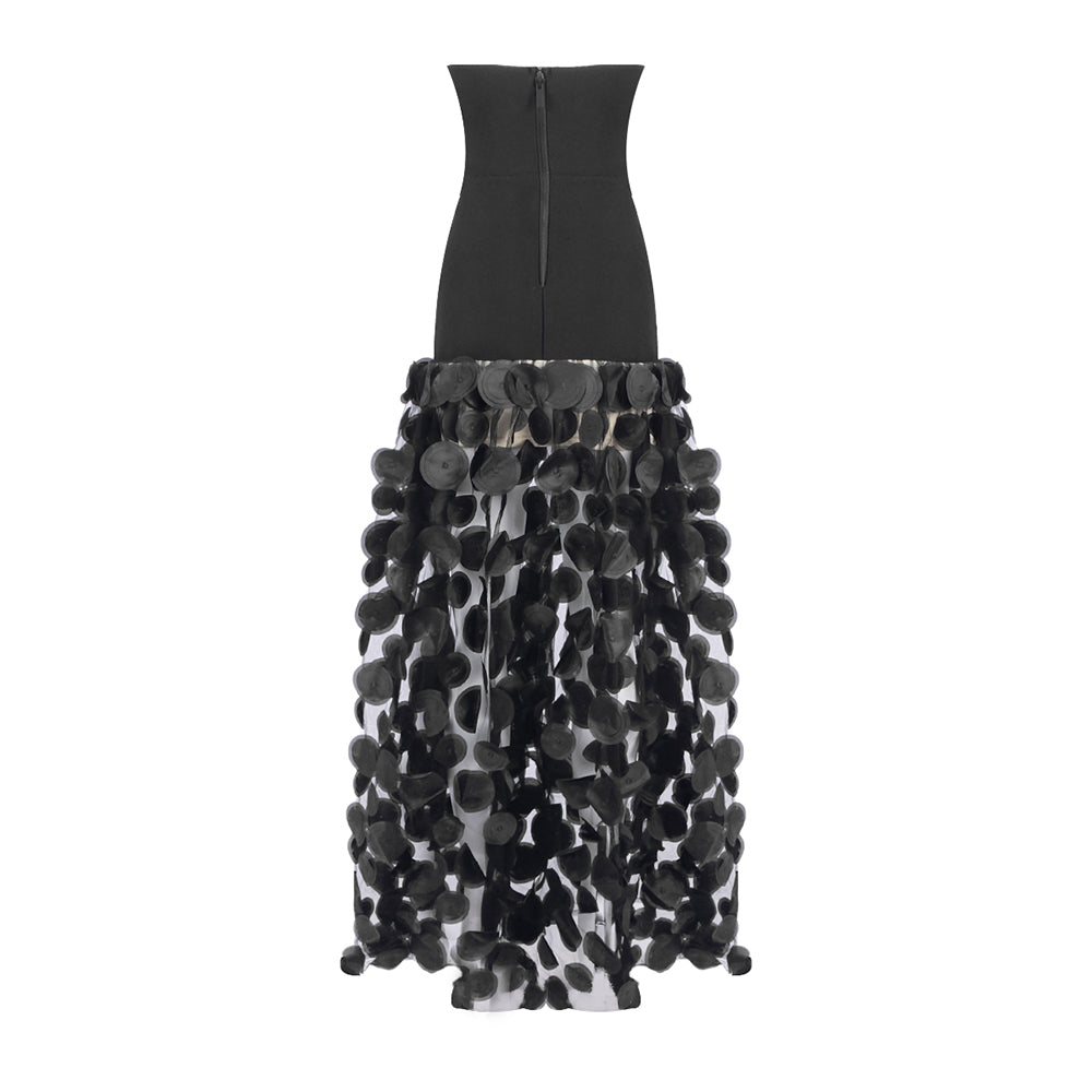Trägerloses Maxikleid in A-Linie in Schwarz 