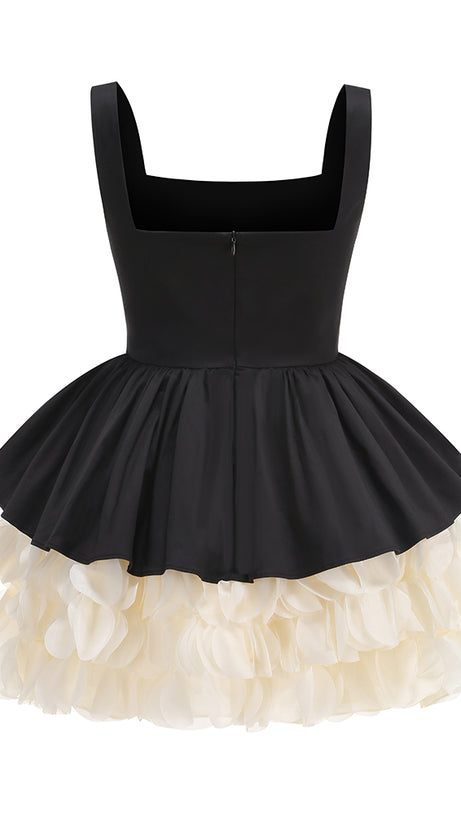 BLACK MINI DRESS PUFFY SKIRT