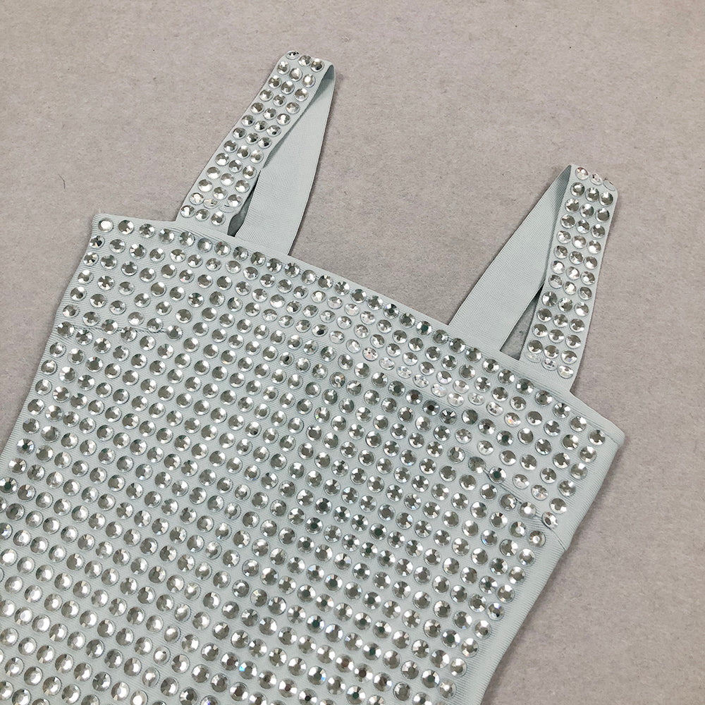 AIIZIE DIAMOND EMBELLISHED MINI DRESS IN GREY - product image