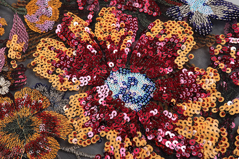 STRAPLESS DAHLIA SEQUINS EMBROIDERED MAXI DRESS