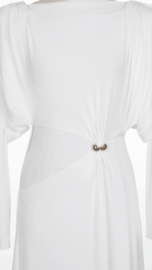 AIIZIE WHITE STRAIGHT BOAT NECK KNITTED FABRIC MAXI DRESS - product image