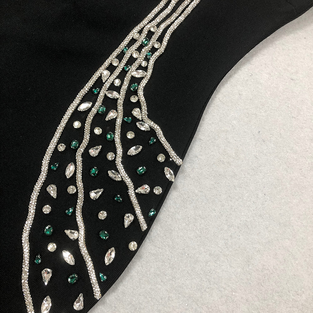 AIIZIE ASHLEY CRYSTAL EMBELLISHED BODYCON MAXI DRESS IN BLACK - product image