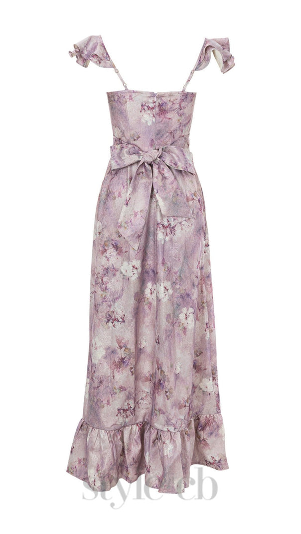 AIIZIE CROIX PURPLE FLORAL PRINTED MAXI DRESS - product image