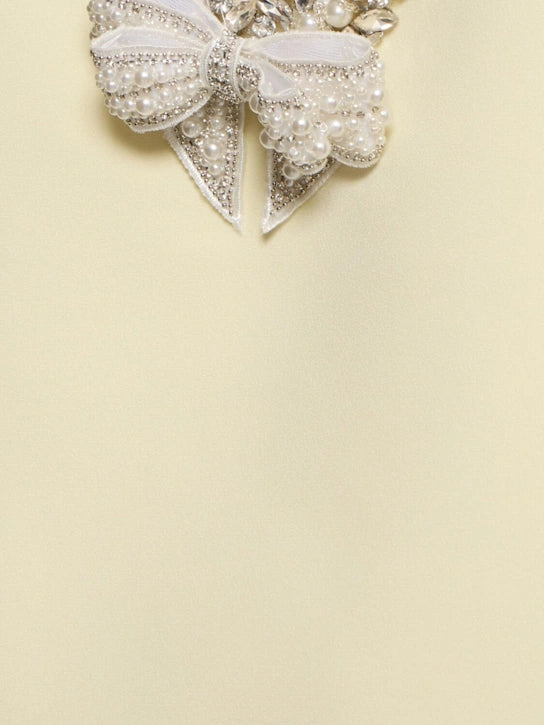 YELLOW CREPE BOW MINI DRESS