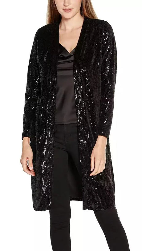 Black Label Damen-Staubmantel aus Stretch-Samt mit Pailletten