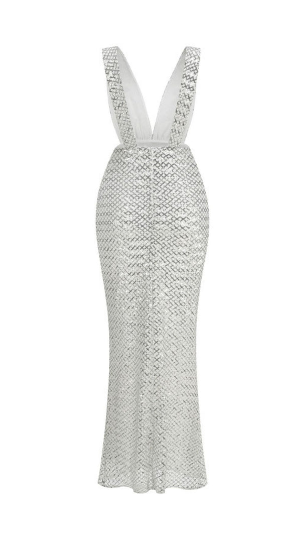 AIIZIE Jocelin Dazzling Sequin Maxi Gown with Statement Satin Bow - product image
