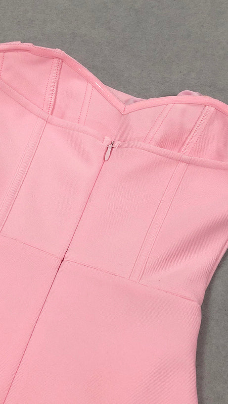 OFF-SHOULDER FLOWER MAXI DRESS IN BLUSH