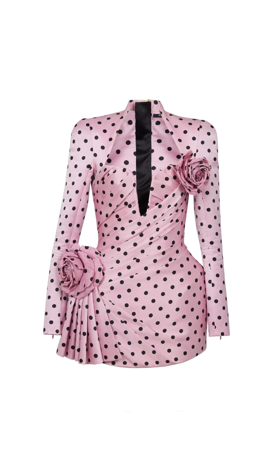 Kurzes Kleid mit Polka Dots-Print in Rosa