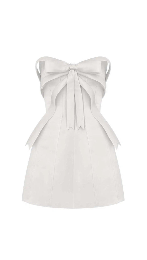 AIIZIE WHITE BOW EMBELLISHED STRAPLESS MINI DRESS - product image