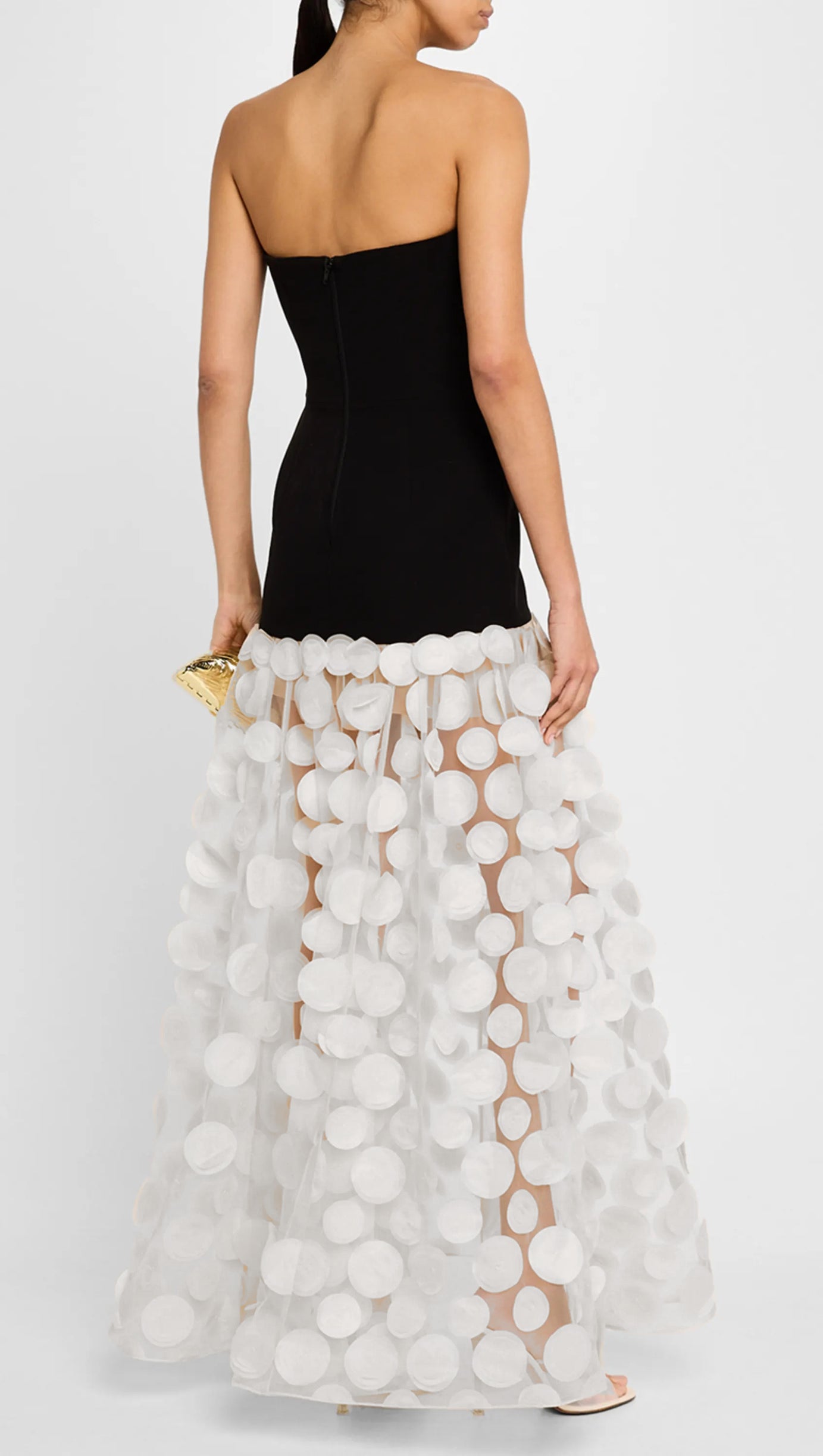 STRAPLESS A LINE MAXI DRESS WITHE