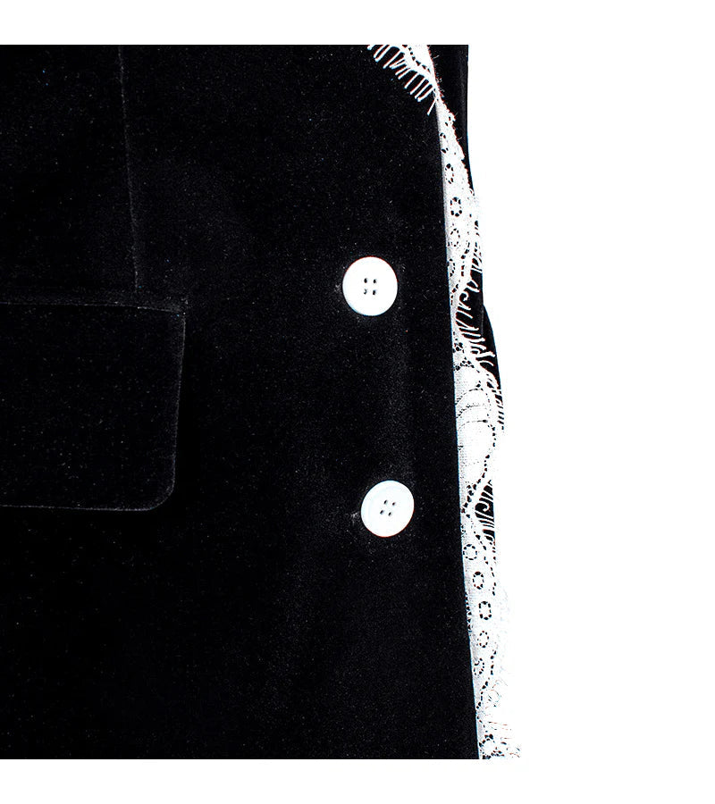 AIIZIE LACE-NECK VELVET BLAZER IN BLACK - product image